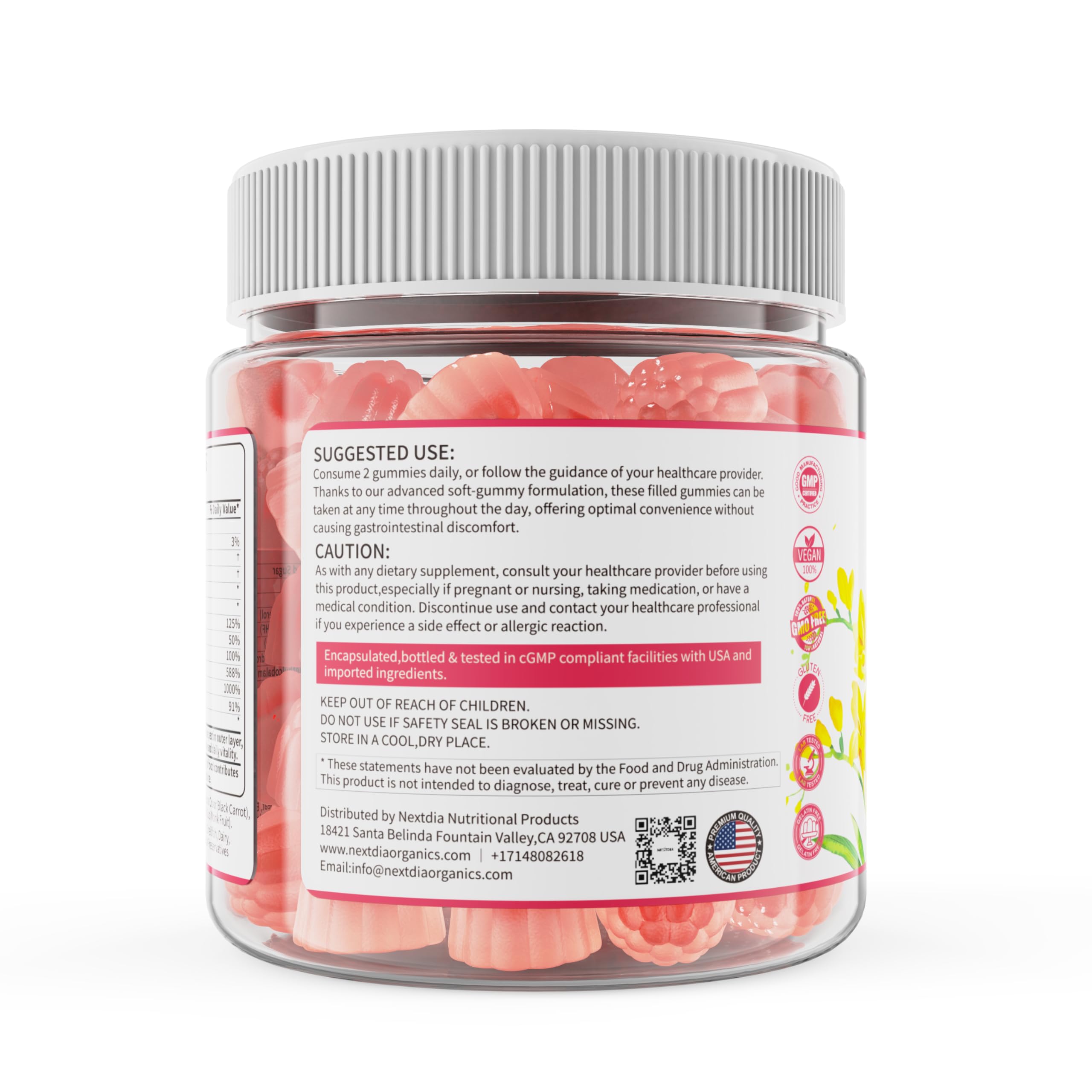 Nextdia Inositol Gummies bottle on shelf signaling trusted vegan wellness