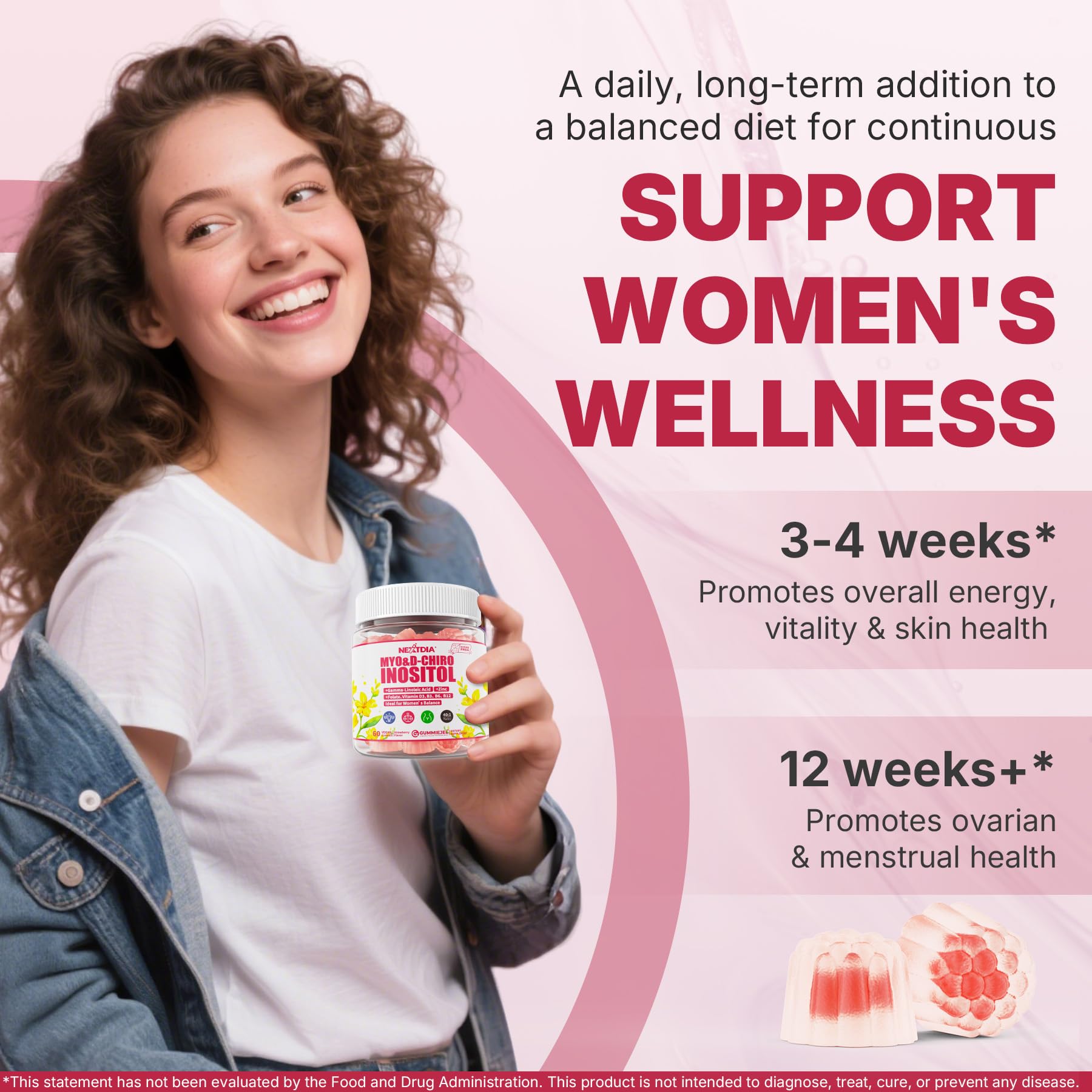 Nextdia Inositol Gummies daily-dose scene emphasizing convenient intake