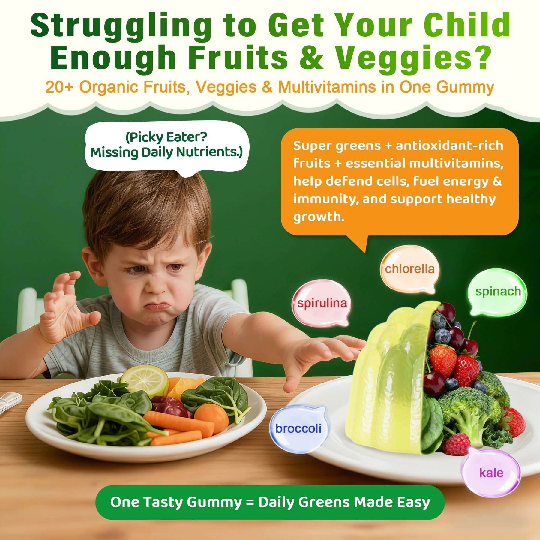 Nextdia gummies with super greens ingredients like spirulina and chlorella