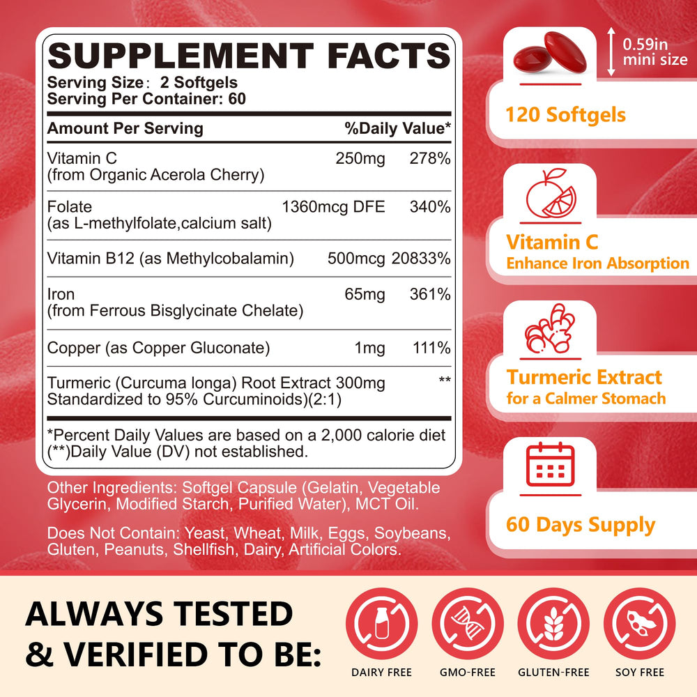 Nextdia liposomal bariatric iron 65mg capsules shown for daily intake.