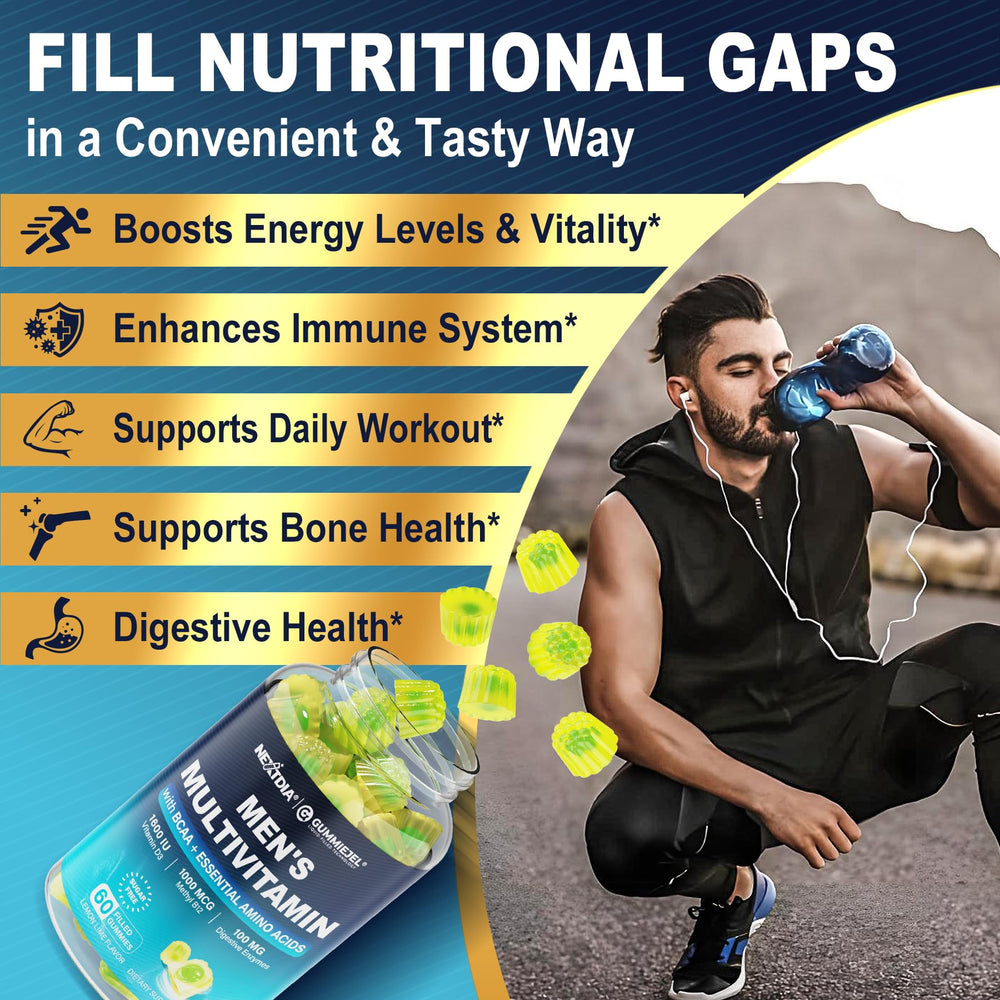 Nextdia Methylated Multivitamin for Men gummies ingredients panel close-up highlighting 35 nutrients
