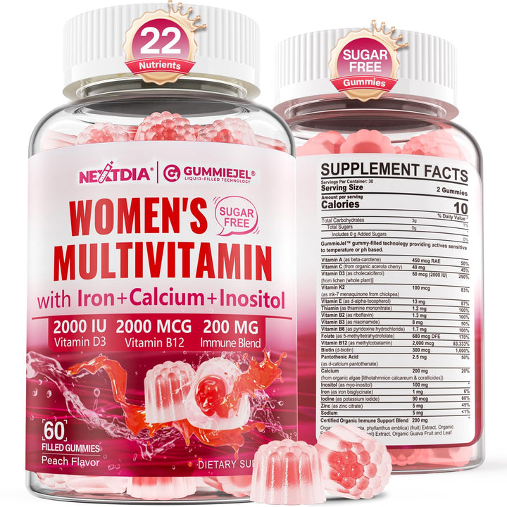 Nextdia Methylated Women Gummies center-fill technology for enhanced nutrient delivery.
