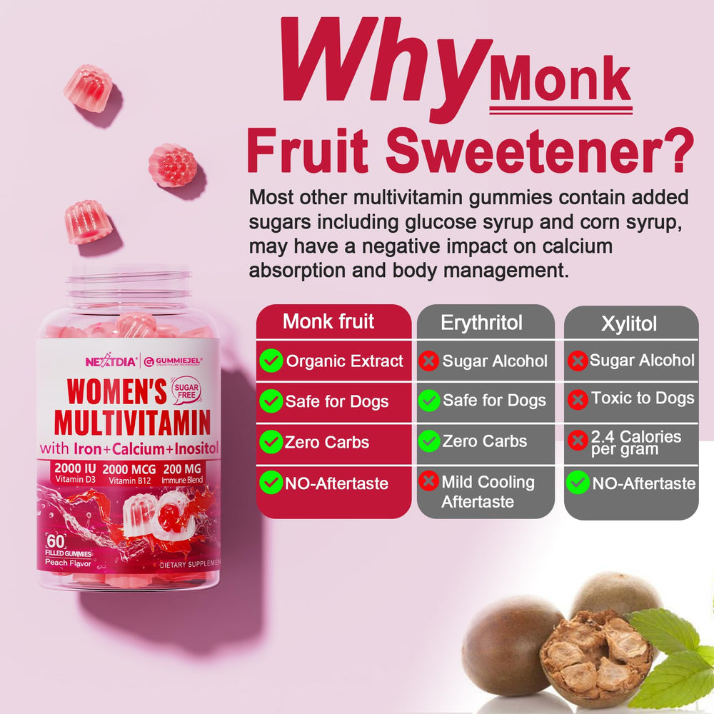Nextdia monk fruit and allulose sweetener label highlights sugar-free option