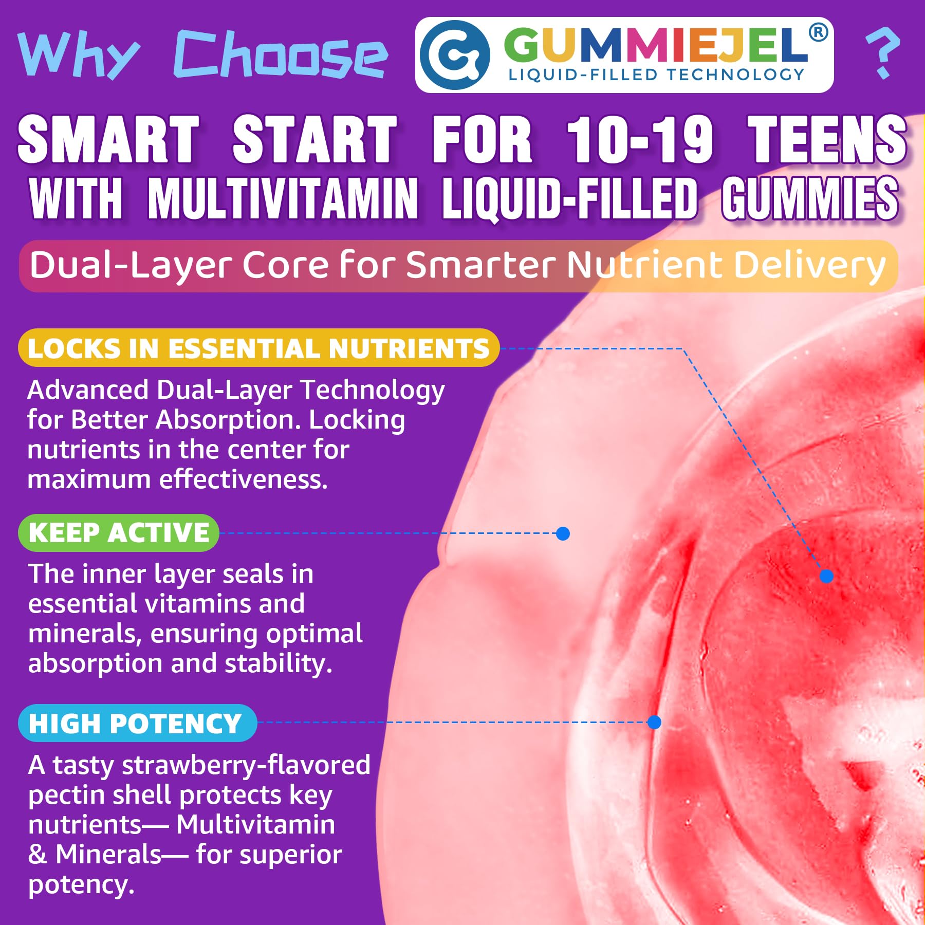 Nextdia multivitamin filled gummies bottle open suggests quick tasty intake after sports or study