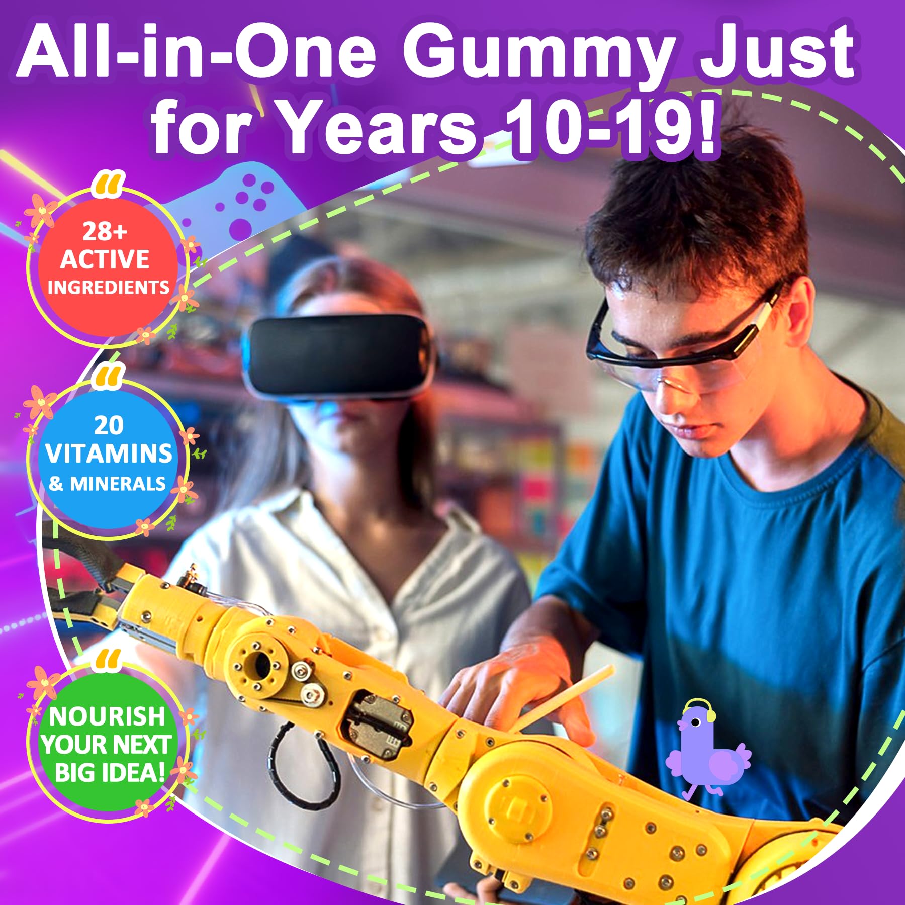 Nextdia gummies ingredients graphic communicates omega 3 and minerals at a glance