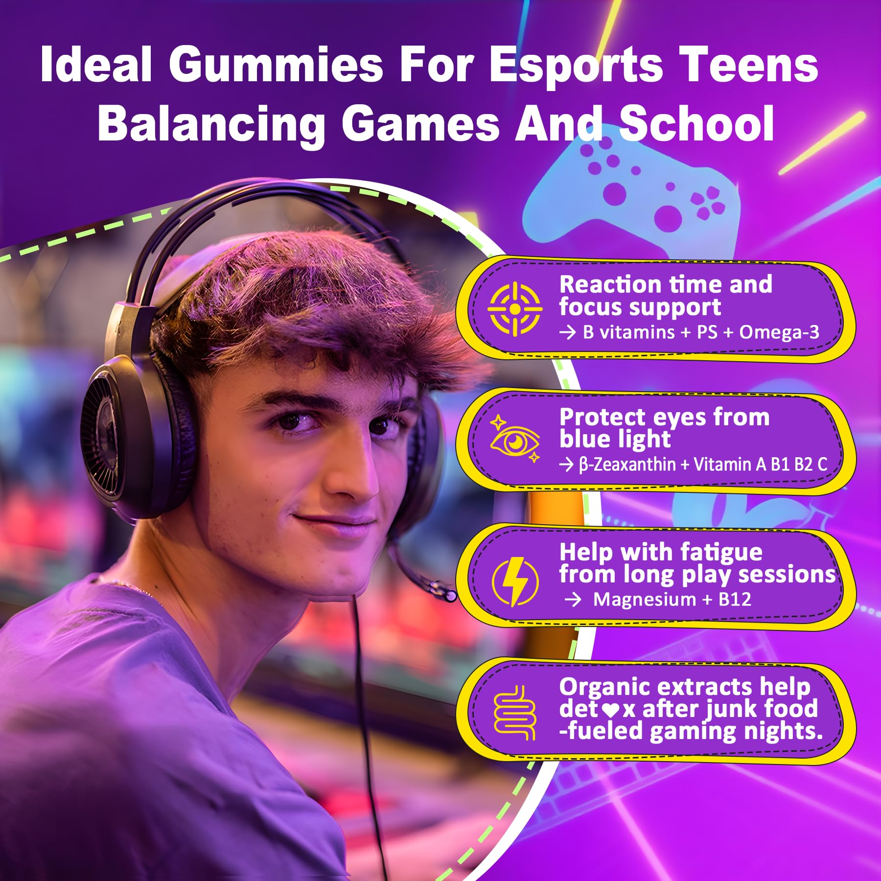 Nextdia gummies close up shapes underlines appealing texture for teen daily use