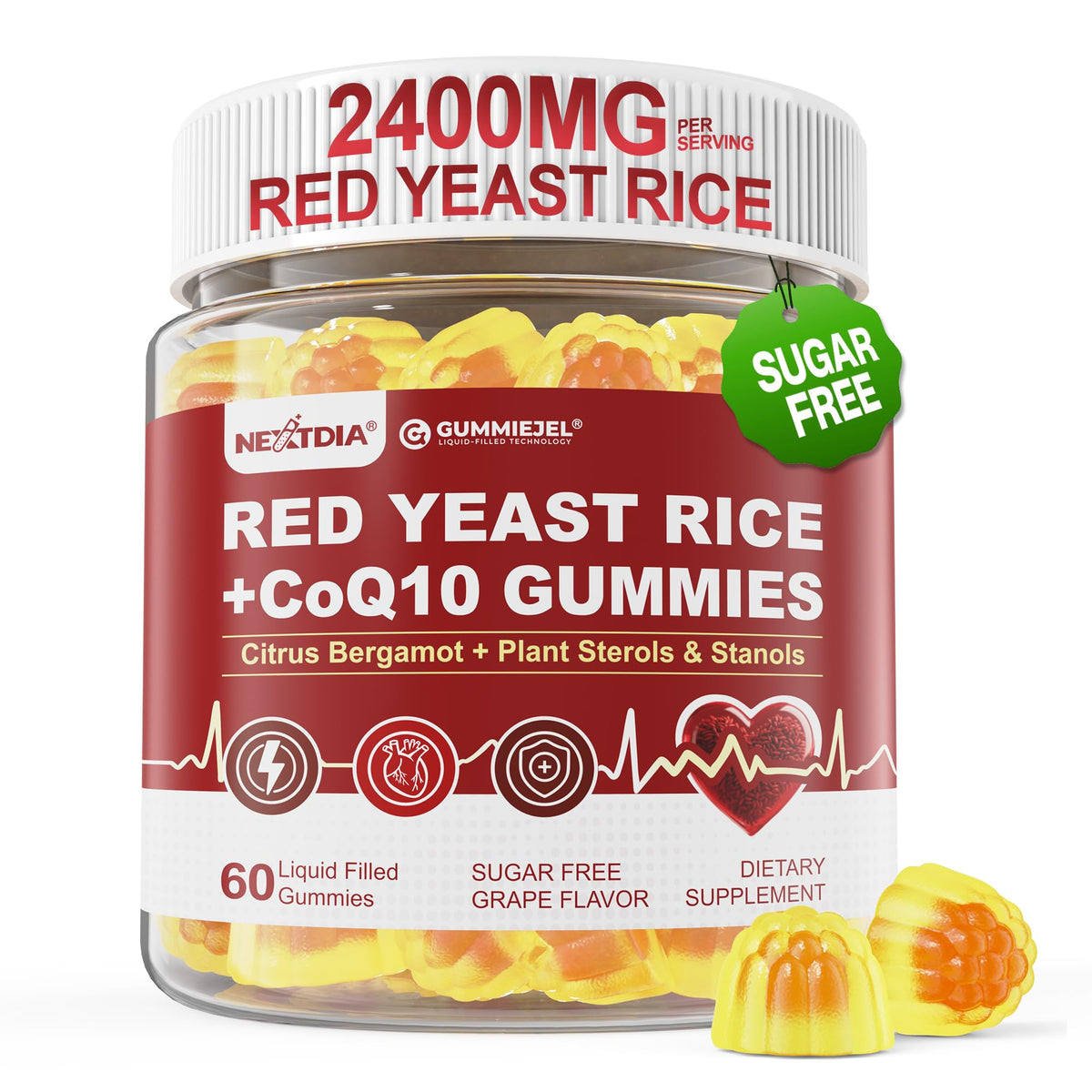 Nextdia Red Yeast Rice Gummies bottle ready to support daily vitality.