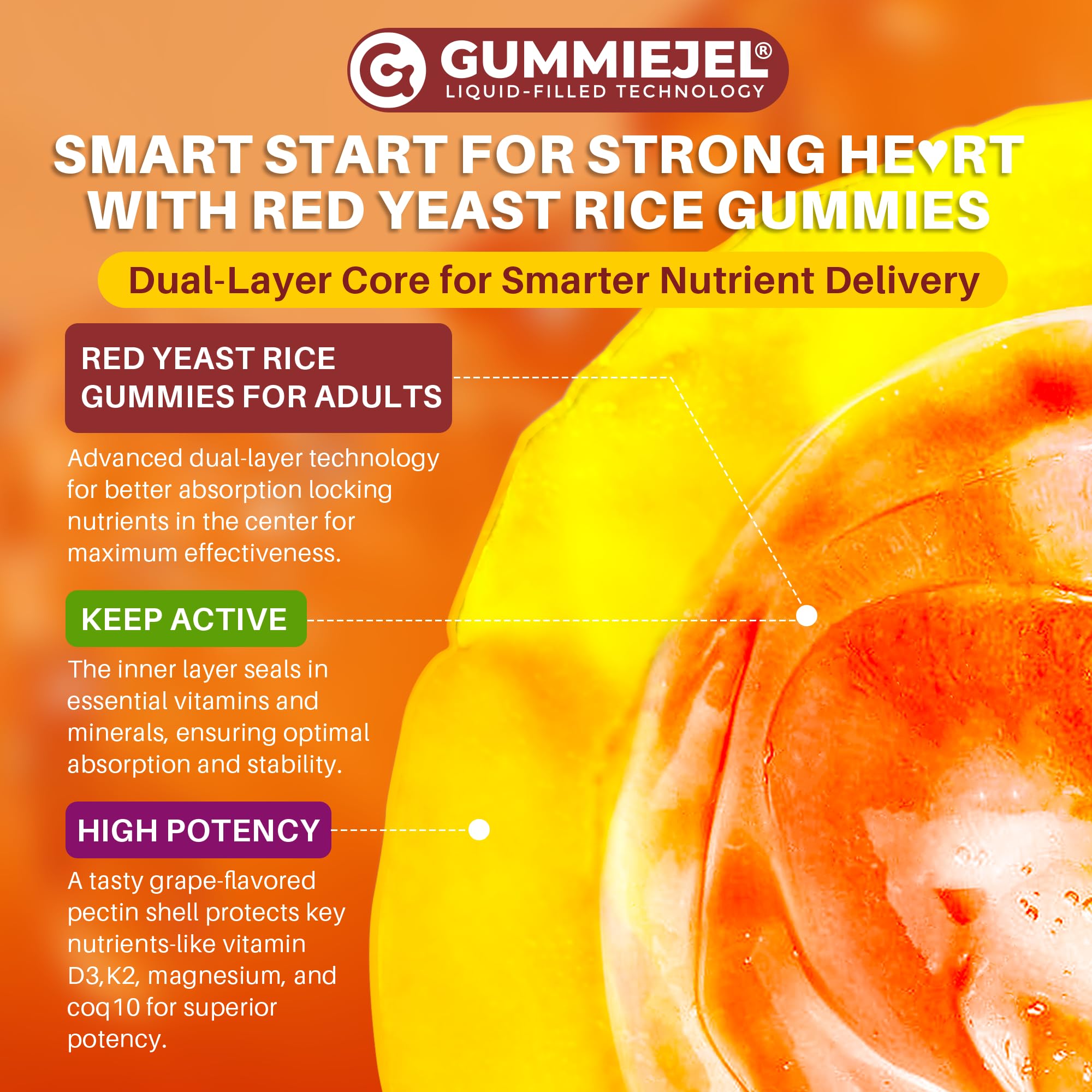 Nextdia Red Yeast Rice Gummies with vitamin D3 and K2 for balance.