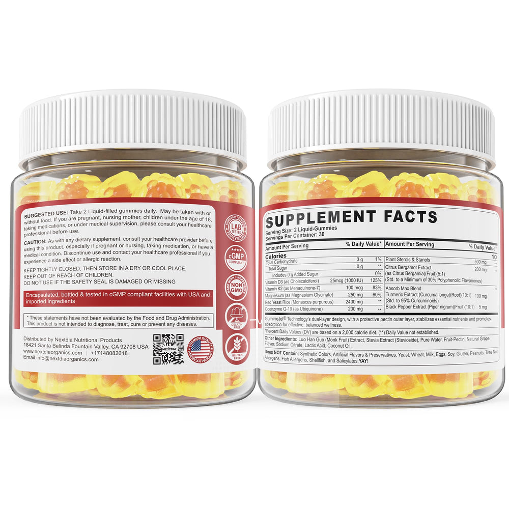 Nextdia Red Yeast Rice Gummies vegan non-GMO gluten-free
