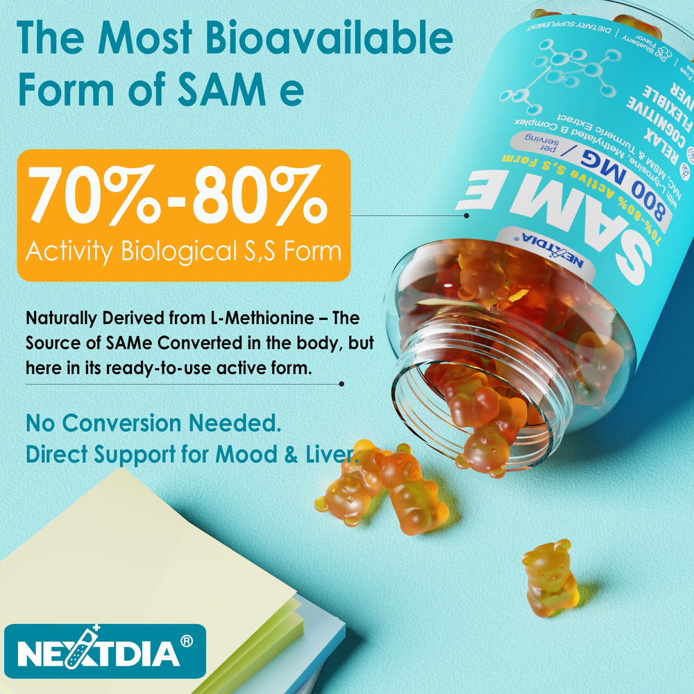 Gummies are poured to illustrate convenient daily supplementation for busy professionals.