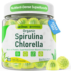 Nextdia Spirulina Chlorella Gummies bottle front for daily energy and wellness.