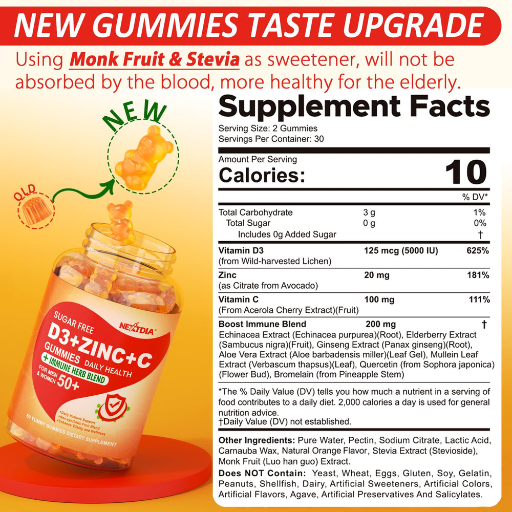 Nextdia gummies closeup showing soft texture and daily immune support.