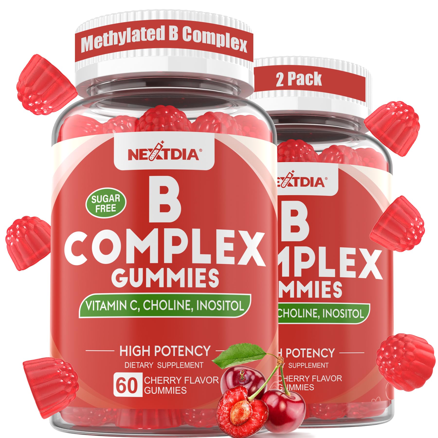 Nextdia Vitamin B Complex Gummies bottle label highlighting energy support