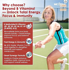 Nextdia Vitamin B Complex Gummies nutritional panel emphasizing B vitamins and zinc