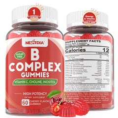 Nextdia Vitamin B Complex Gummies jar on shelf suggesting daily energy and mood support.
