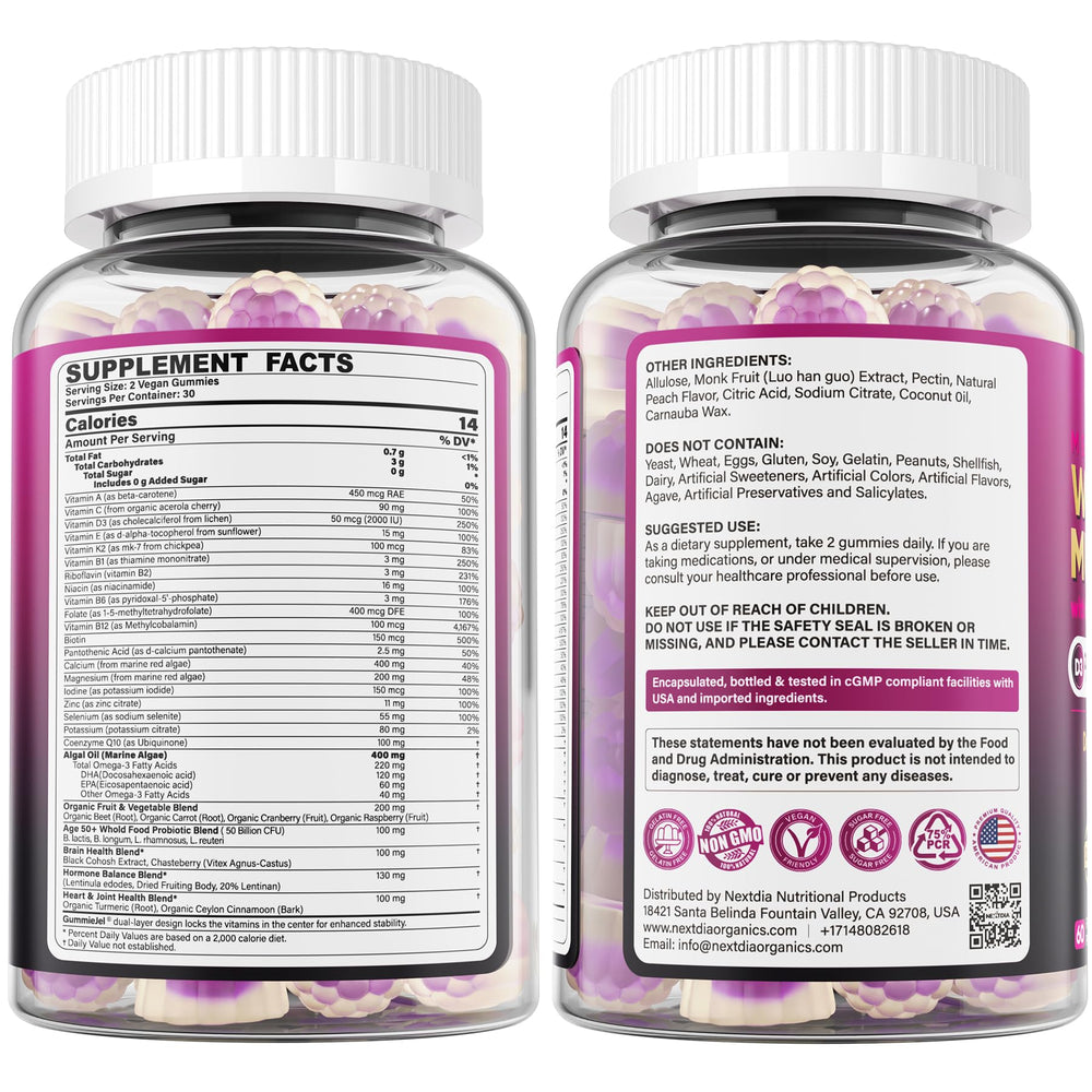 Nextdia 50+ vitamin gummies on shelf imply everyday immune and energy support