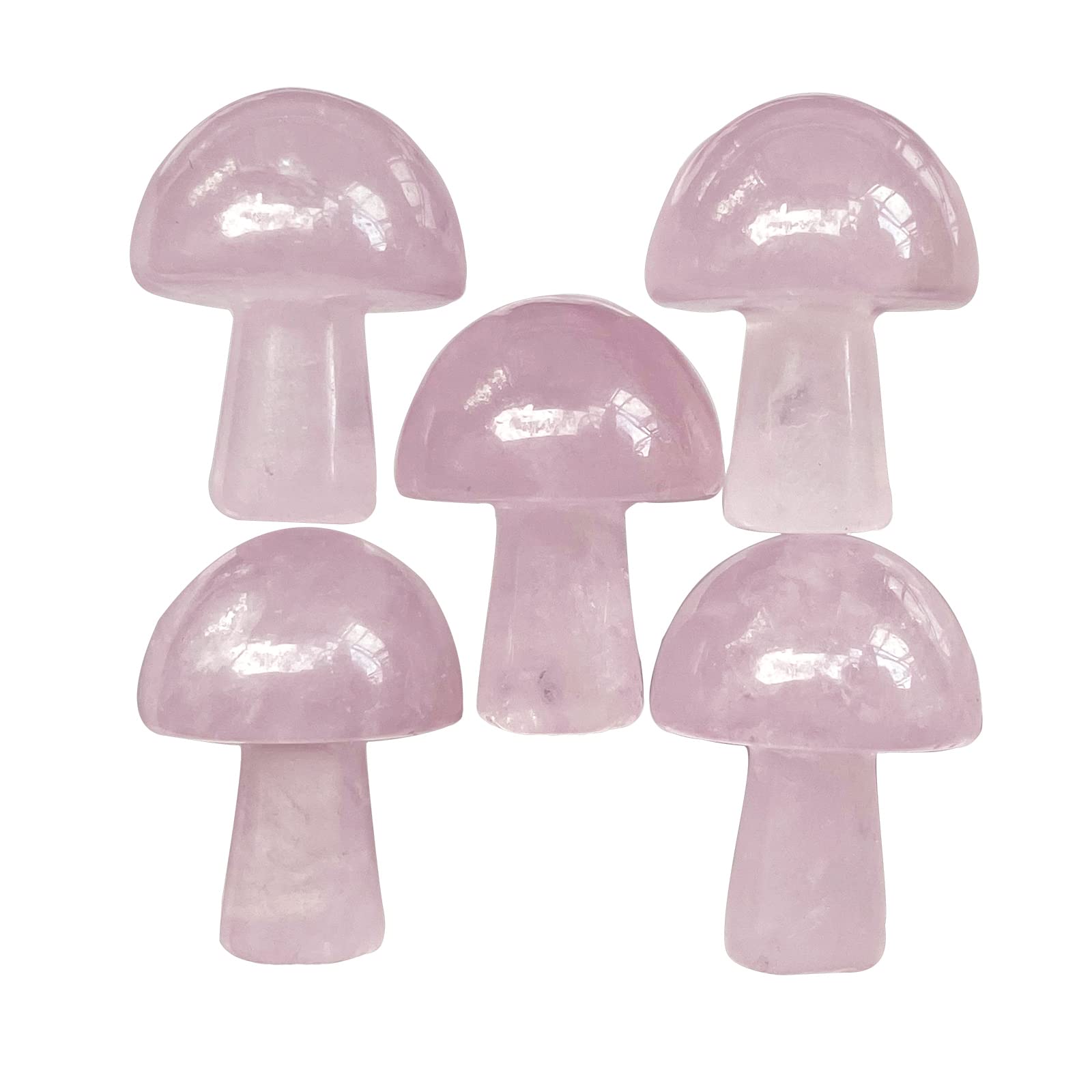Neyisaa rose quartz mini mushroom set for collection and display.