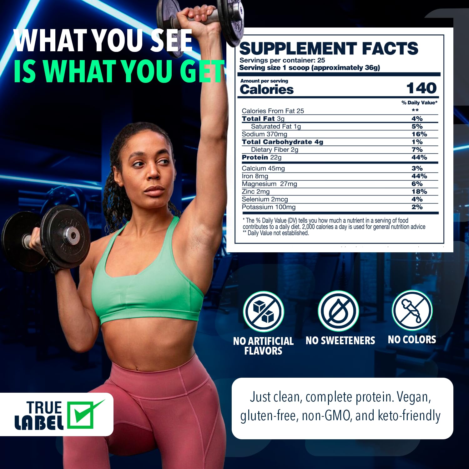 NF Sports plant-based protein scoop ready to mix into smoothies for a convenient boost.