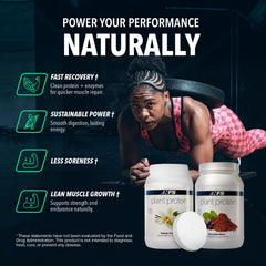 NF Sports plant-based protein shaker with creamy smoothie.