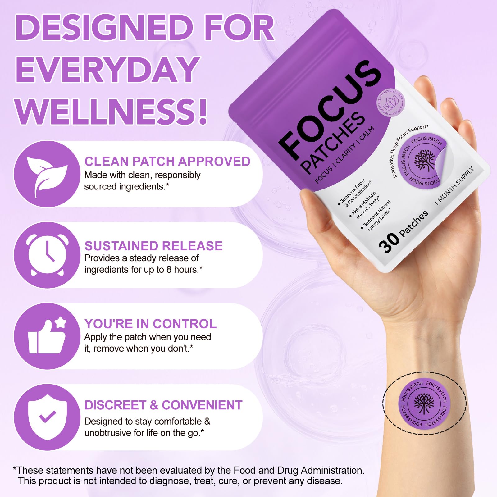 NFILVSYO Focus Patch worn on the skin for discreet daily wear
