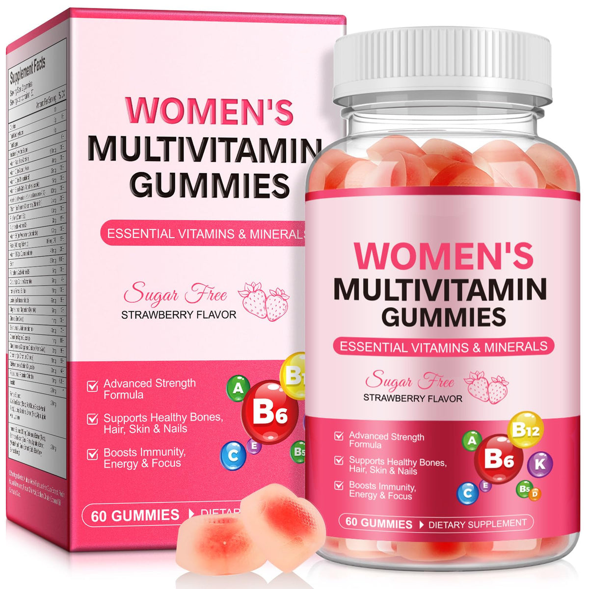 NFILVSYO multivitamin gummies bottle closeup for daily energy and immunity support.