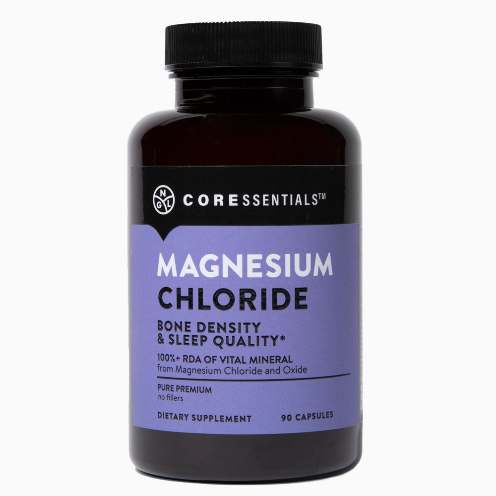 NGL Magnesium Chloride bottle with label highlighting 432 mg magnesium per serving for daily support.