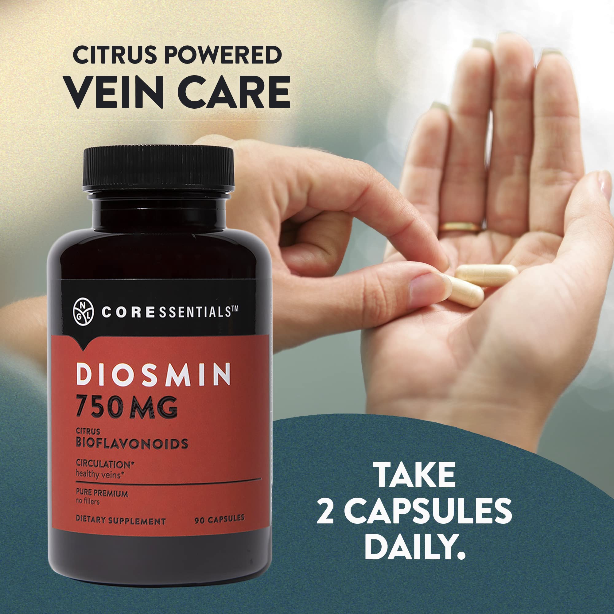 NGL Pure Diosmin 750 mg daily-use pack-shot conveys reliable routine support.