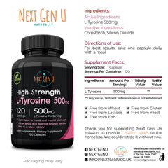 NGU Next Gen U L-Tyrosine vegan capsules badge on bottle