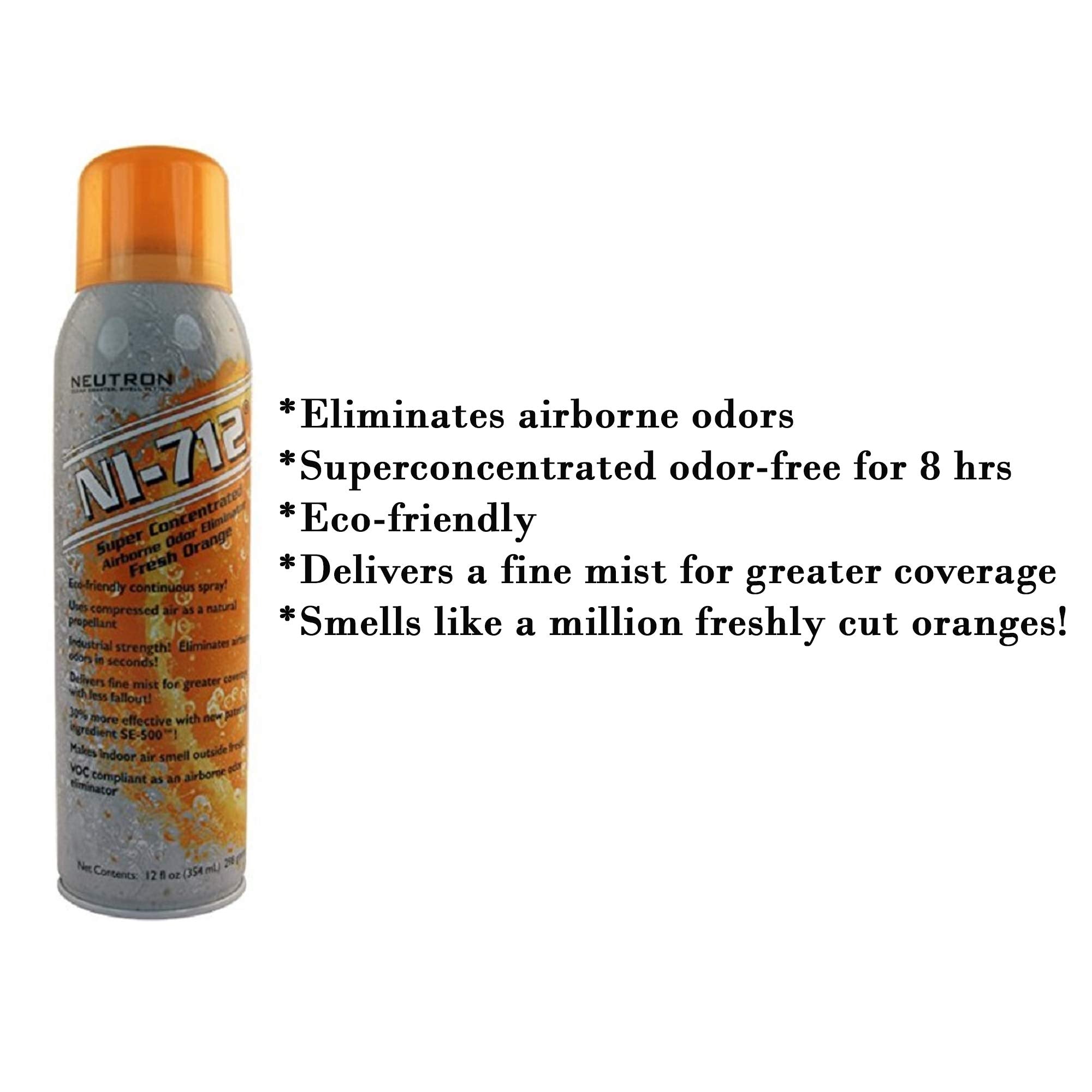 Ni-712 orange dry mist 14oz 4-pack spray action highlighting even mist release.
