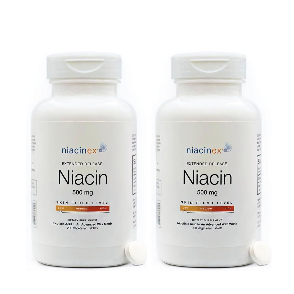 Niacinex 500mg tablets in bottle front for easy daily use