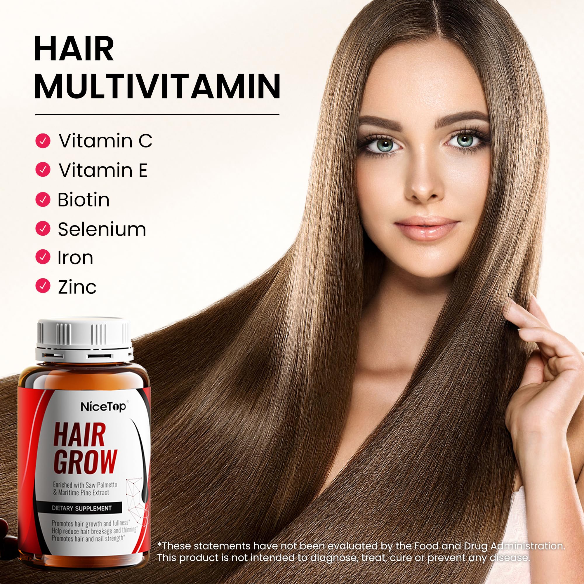 NiceTop Hair Growth capsules being swallowed for daily routine