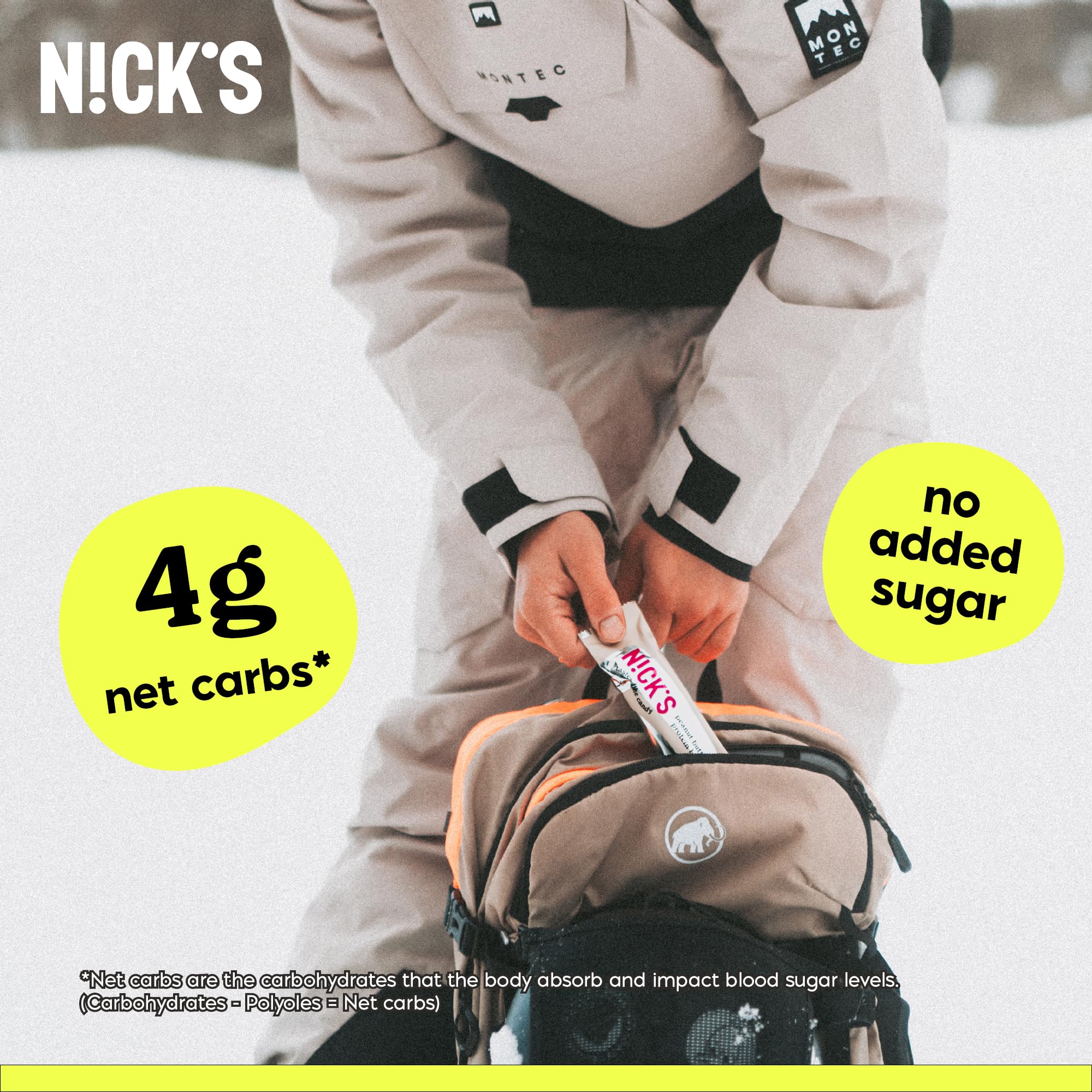 Nick’s Peanut Butter Protein Bar uses gluten-free and palm oil-free ingredients.