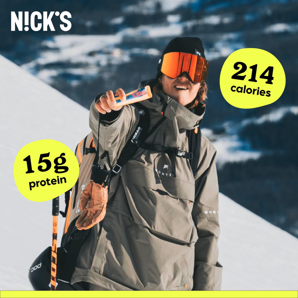 Nick’s Peanut Butter Protein Bar in a gym bag for post-workout fueling.