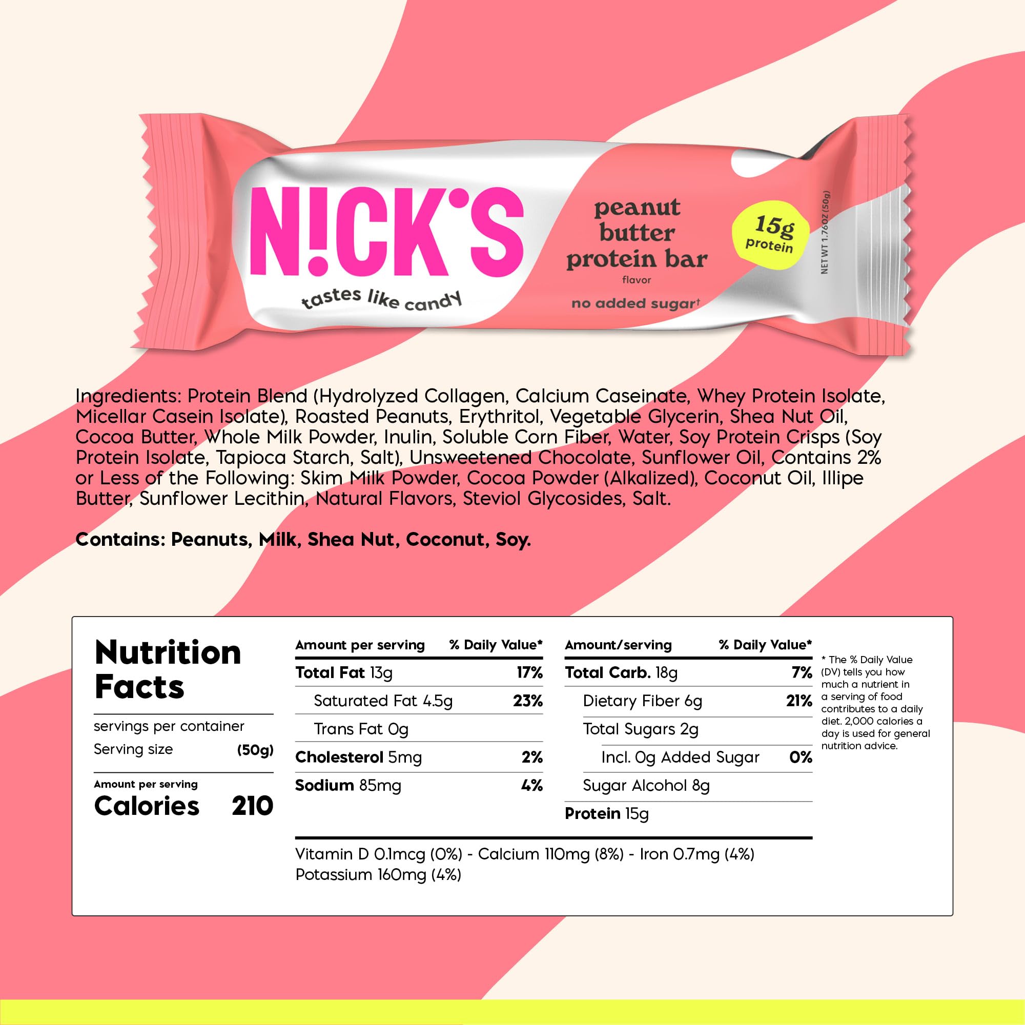 Nick’s Peanut Butter Protein Bar wrapped for convenient, low-sugar snack anywhere.