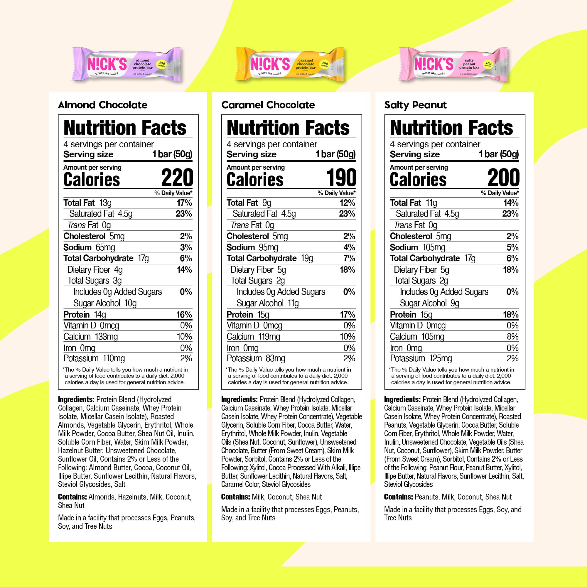 N!CK'S Nick's Protein Bars Chocolate Caramel close-up, low-calorie energy option.