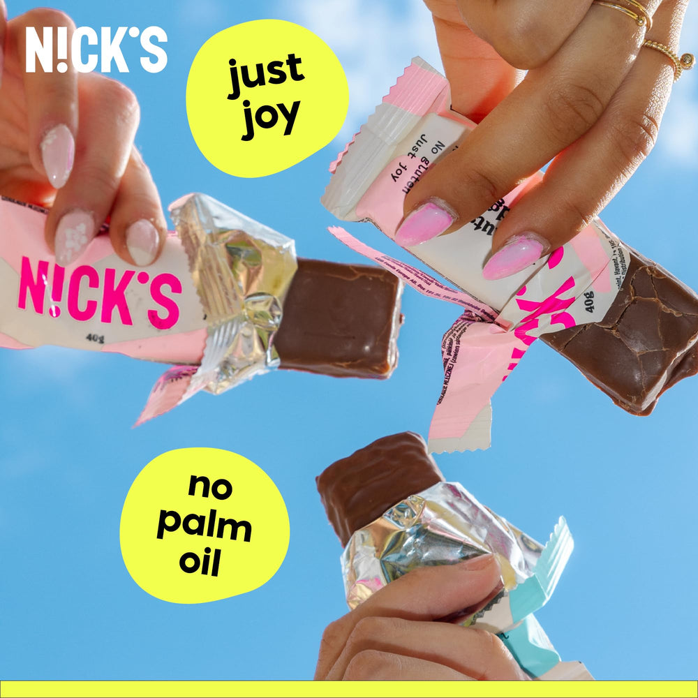 N!CK'S Nick's Protein Bars fresh-pack opening, grab-and-go ready.