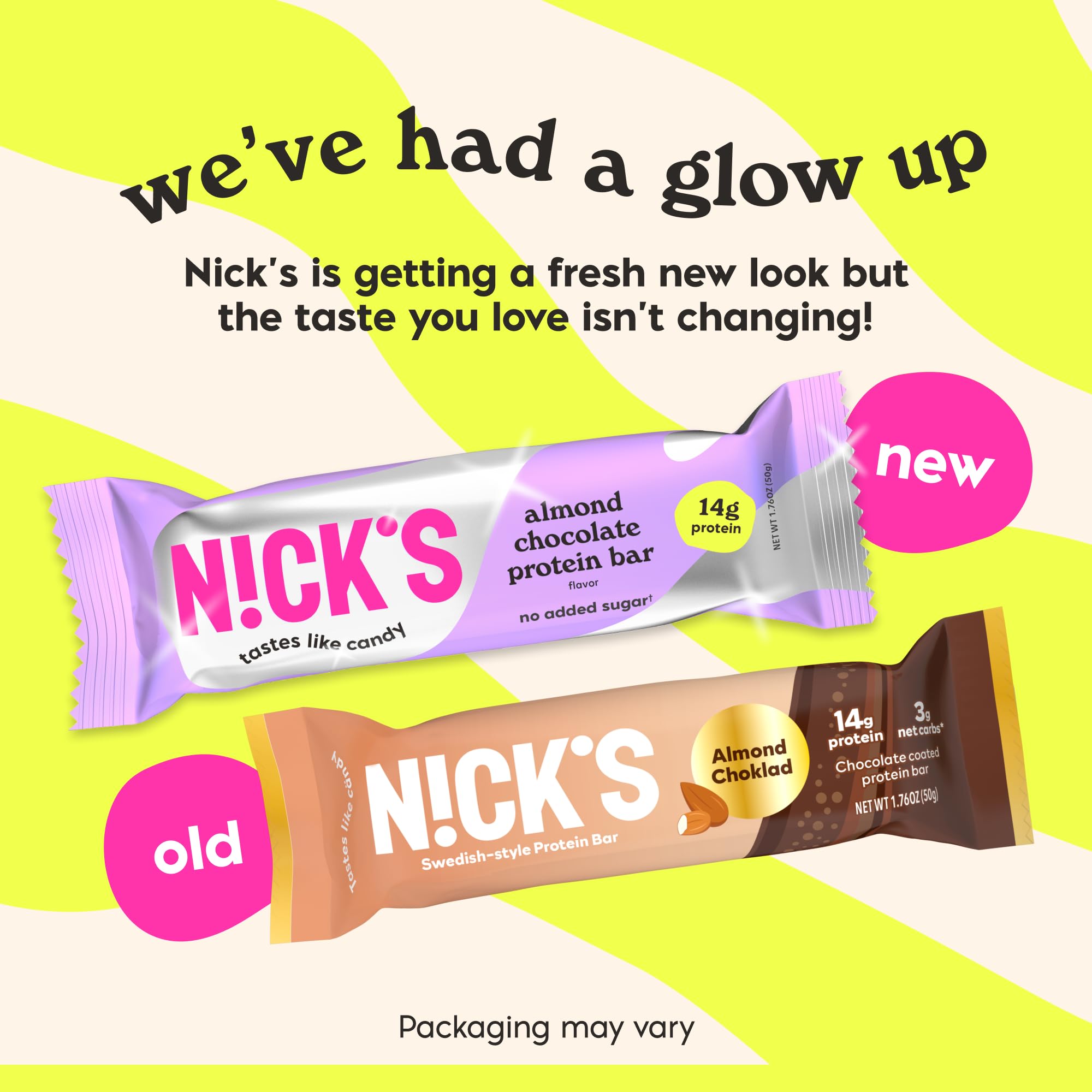 N!CK'S Nick's Protein Bars on-the-go packaging for quick snacks.