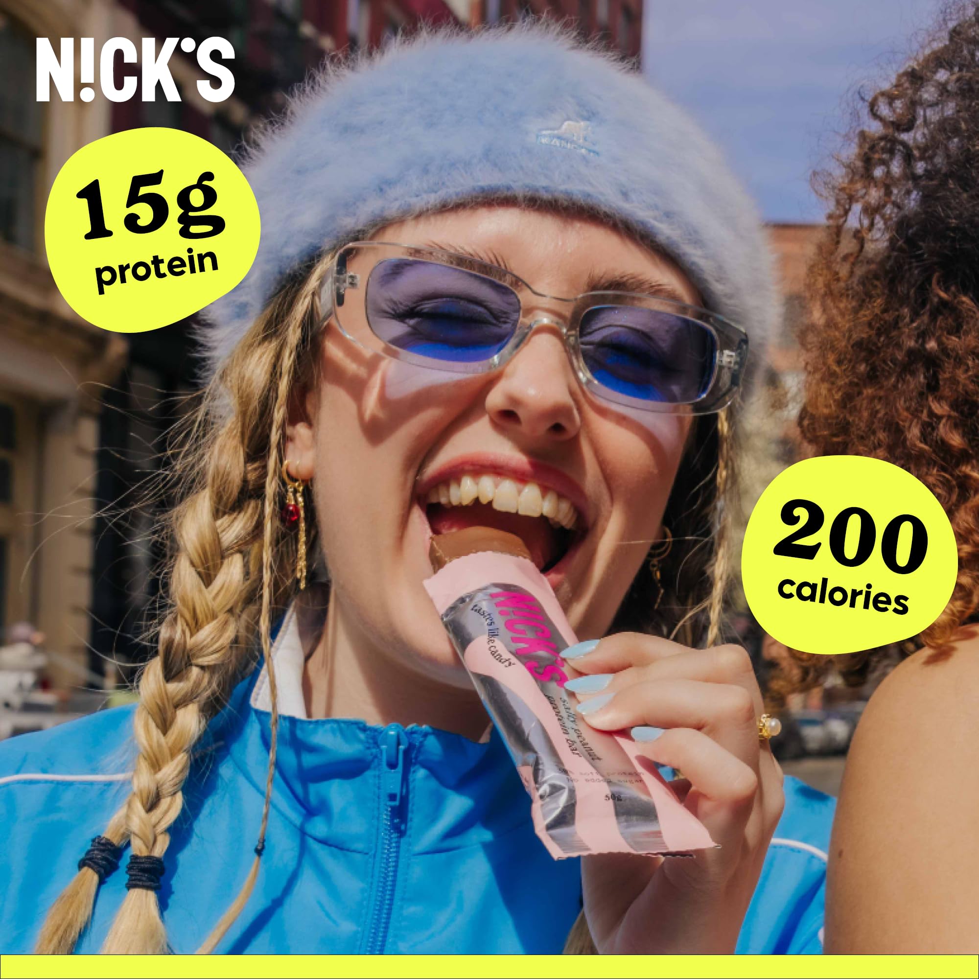 N!CK'S NICKS Protein Bars Chocolate Peanut keto-friendly, 4g net carbs per bar.
