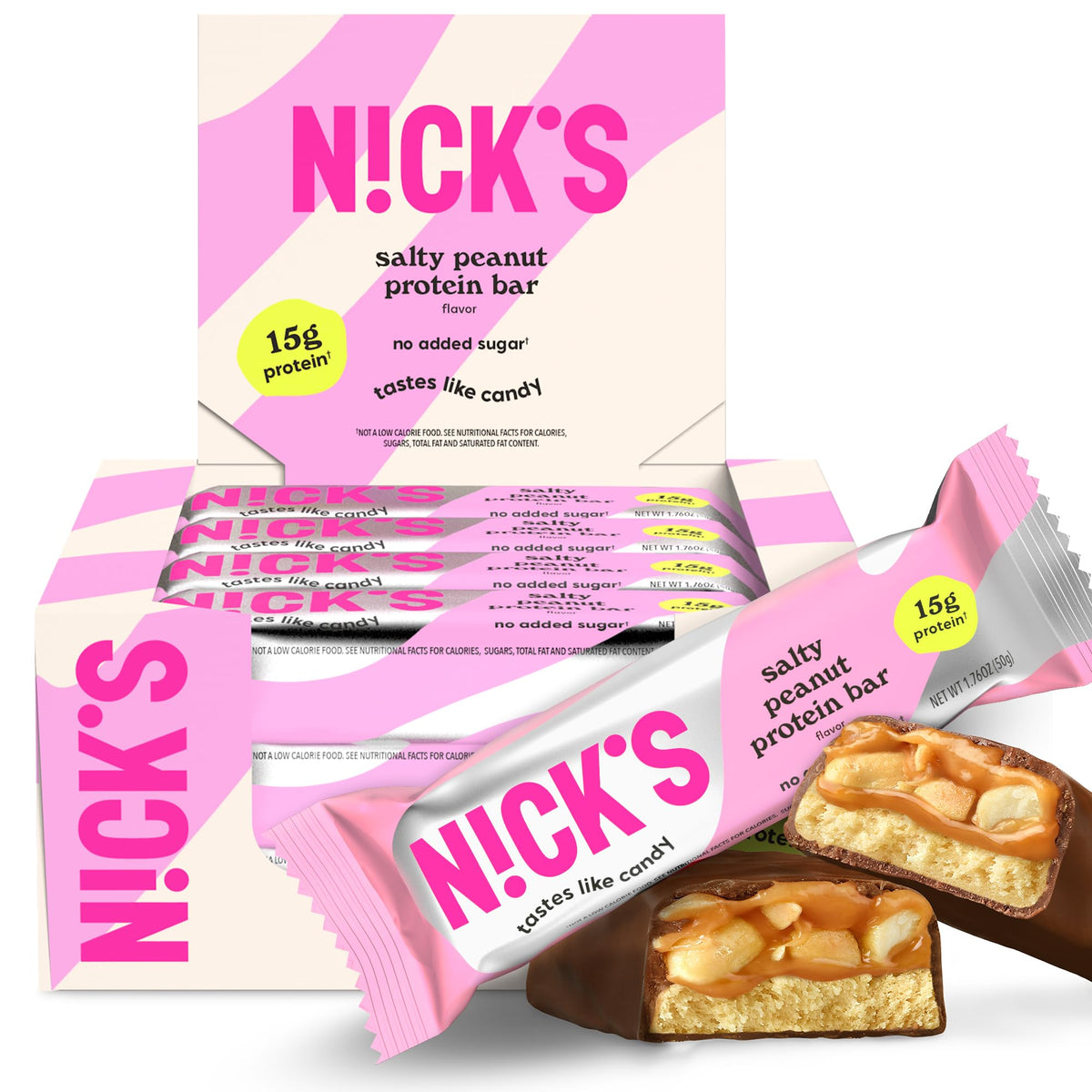 N!CK'S NICKS Protein Bars Chocolate Peanut multipack pack shot, convenient on-the-go snack.