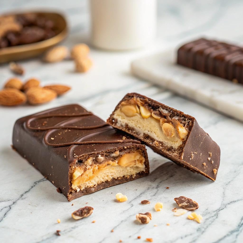 N!CK'S NICKS Protein Bars Chocolate Peanut serving idea, snack before workouts.