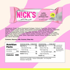 N!CK'S NICKS Protein Bars Chocolate Peanut texture close-up, indulgent crunch with peanut and caramel.
