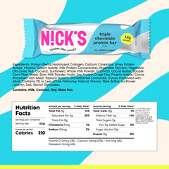 N!CK'S Nick's Triple Chocolate bar closeup creamy peanut butter flavor.
