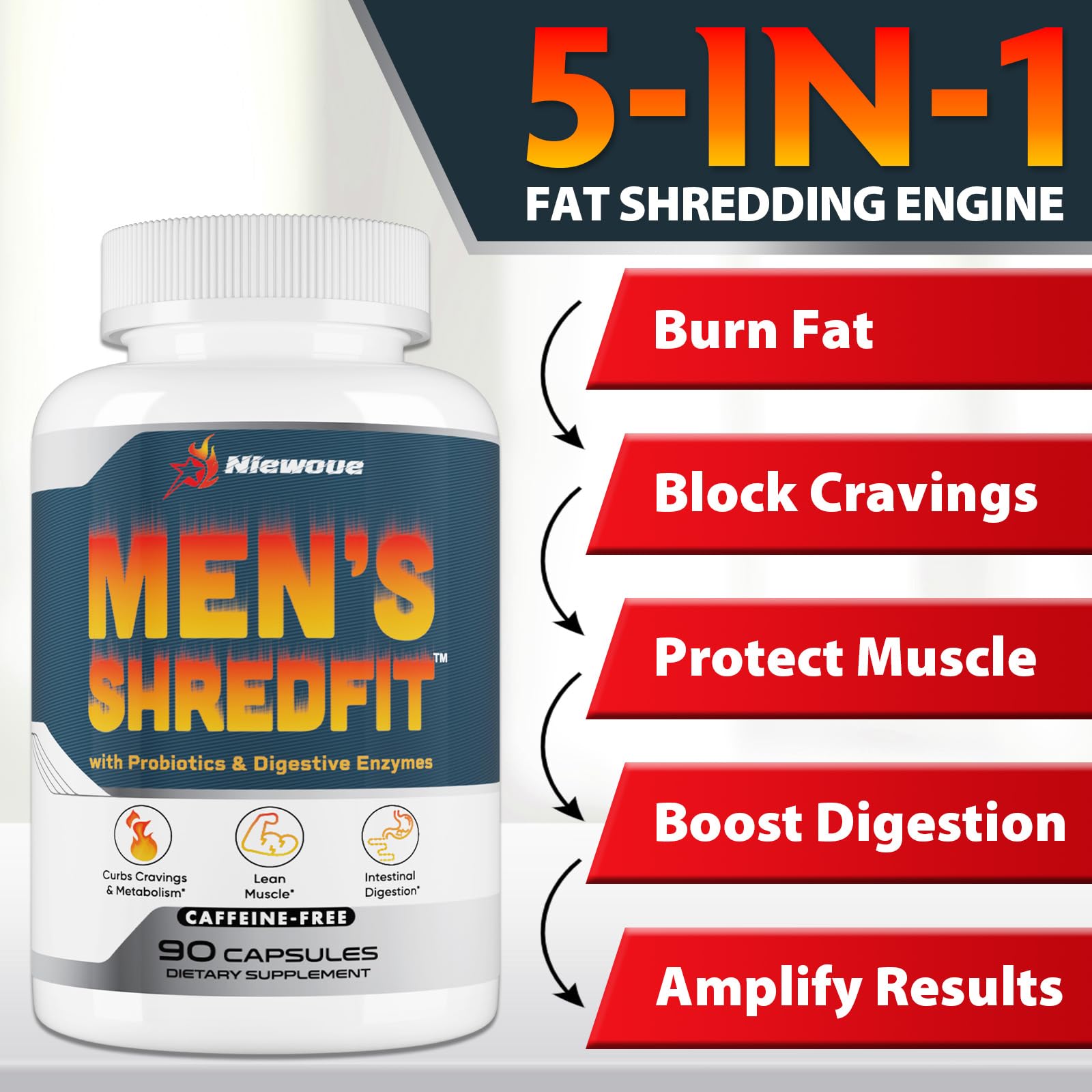 Niewoue fat burner in workout scene suggests energy for active days.