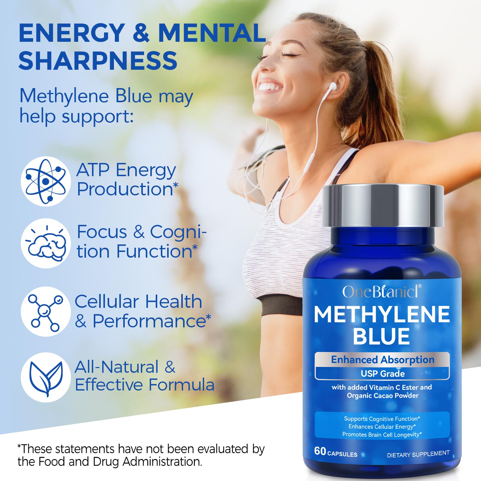 NIFEISHI Methylene Blue capsules being poured for easy daily dosing.