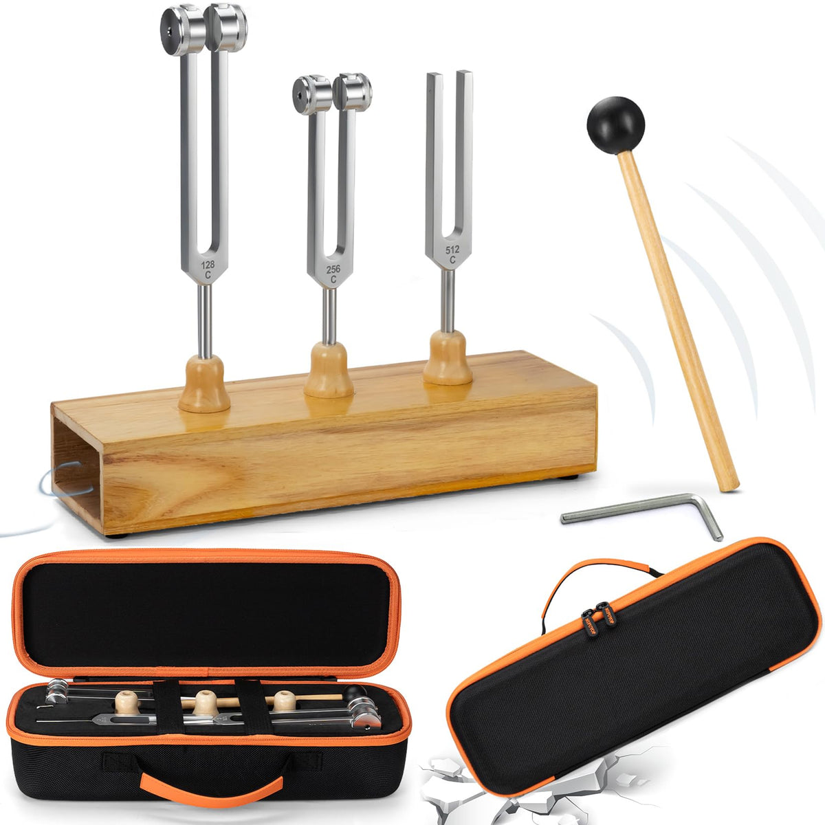 NIFUYOP 128Hz tuning fork with mallet for energy work.