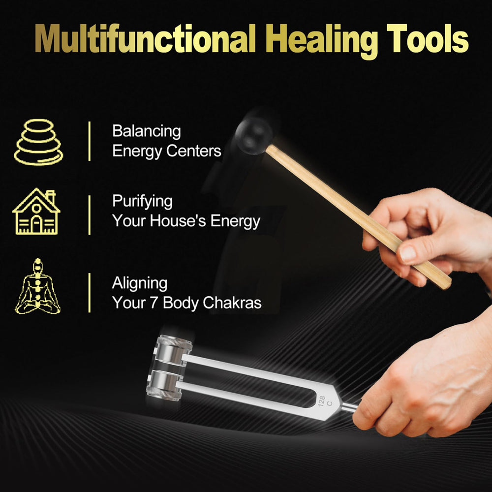NIFUYOP 512Hz tuning fork with wooden resonator for deep tones.