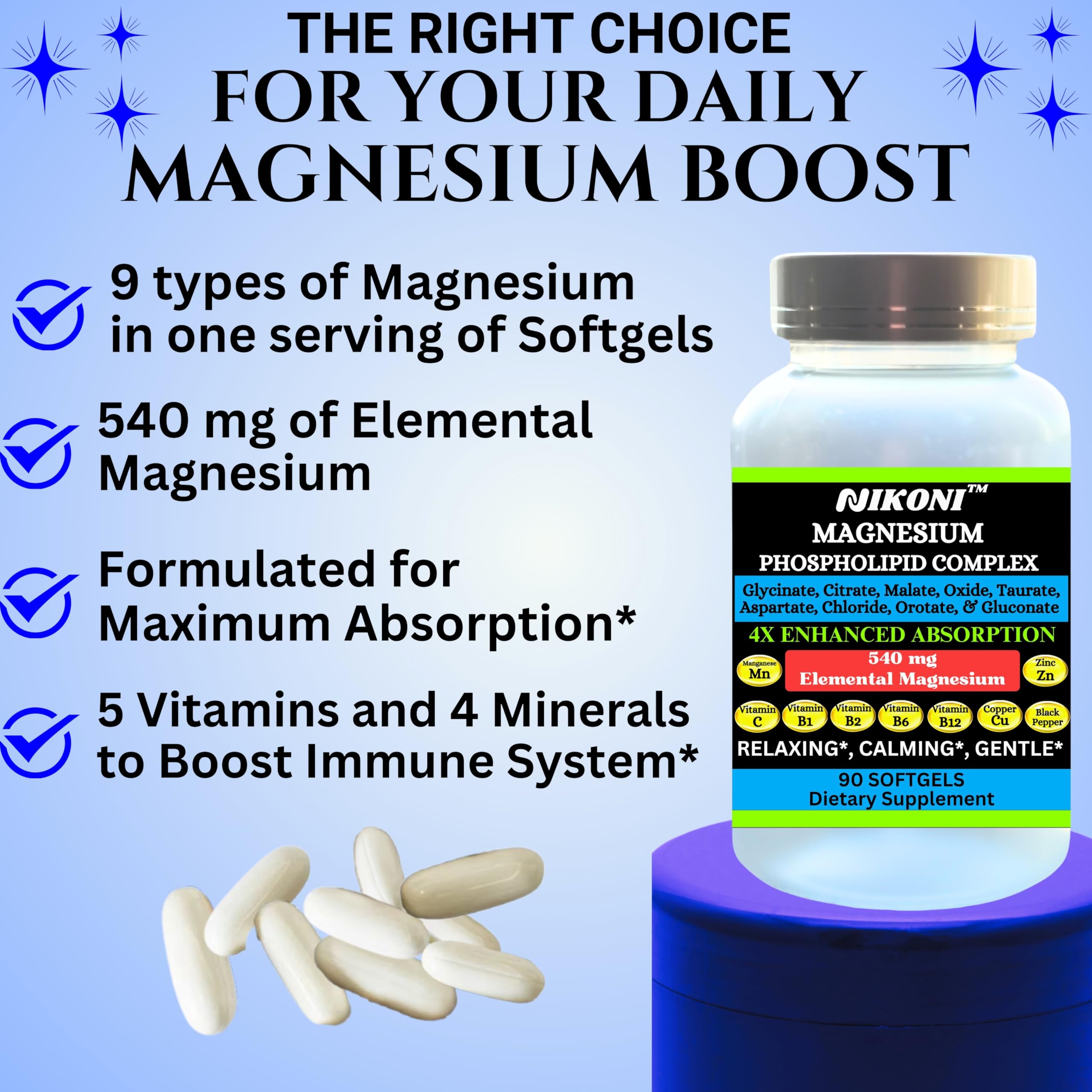 Nikoni magnesium complex daily dosage pack, indicating routine use.