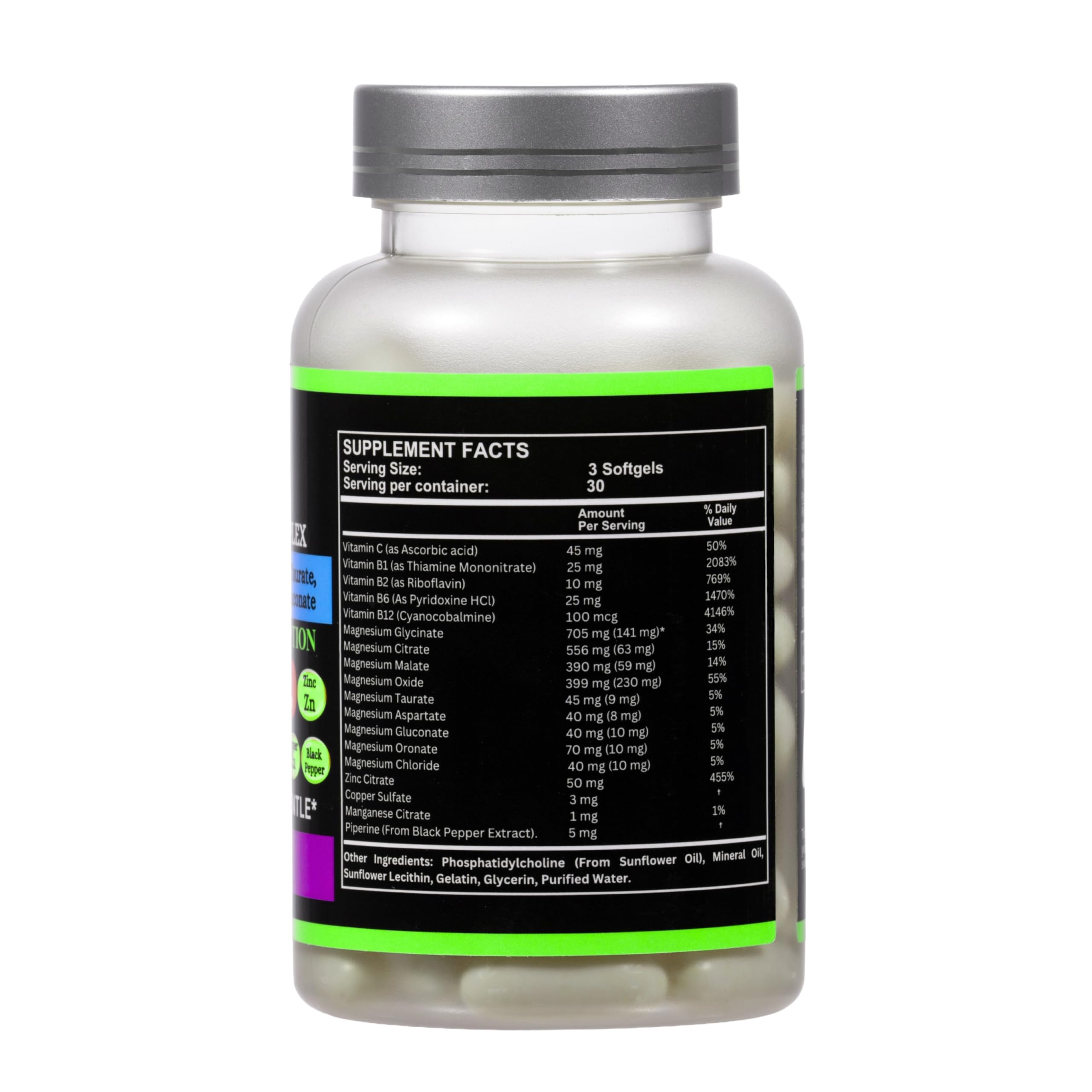 Nikoni Phospholipid Magnesium softgels close-up, highlighting easy swallowing.