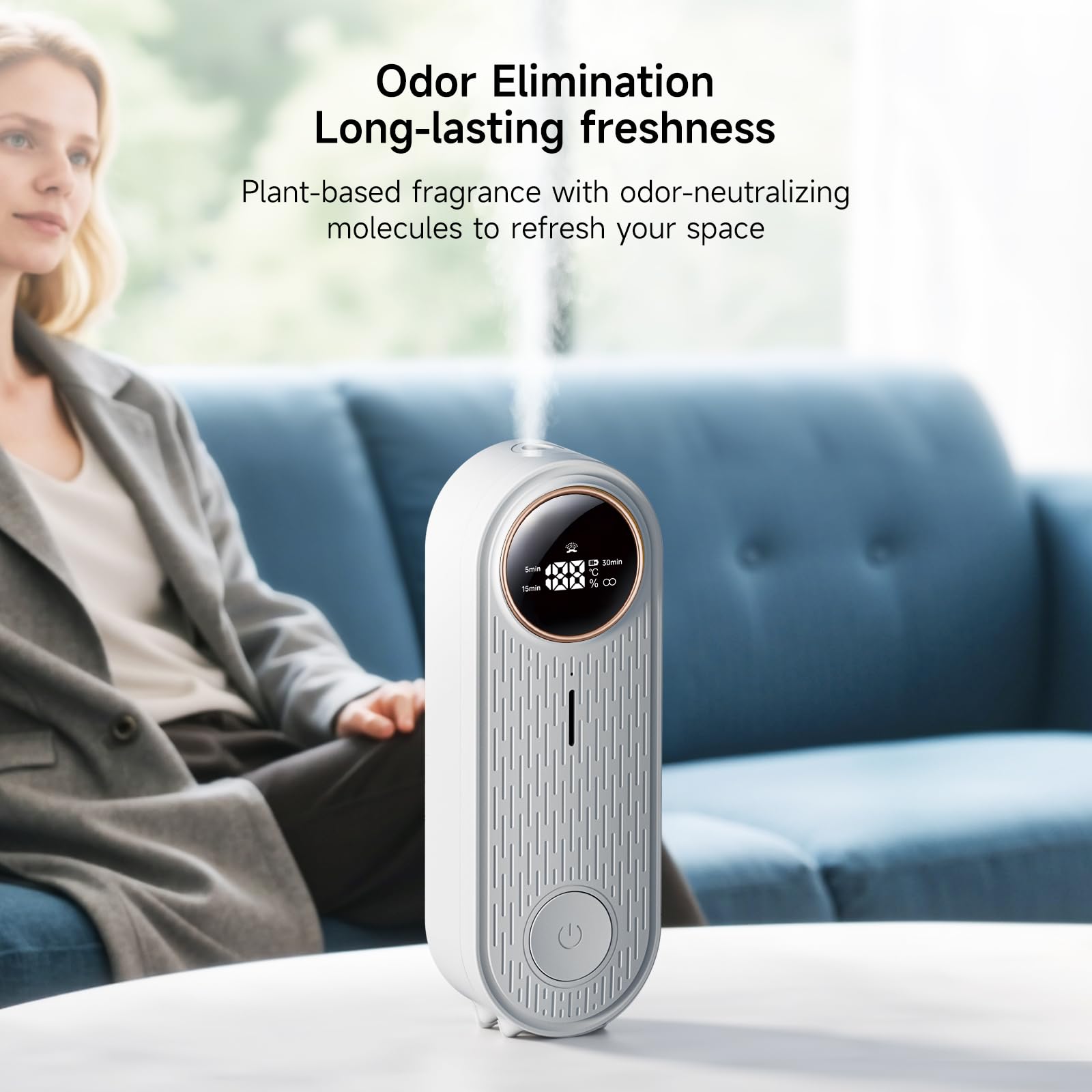 Compact, portable Nimin aroma diffuser suitable for desk or shelf