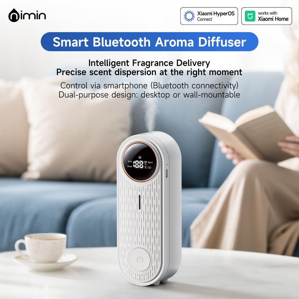 Nimin diffuser with app control and display for easy scent customization